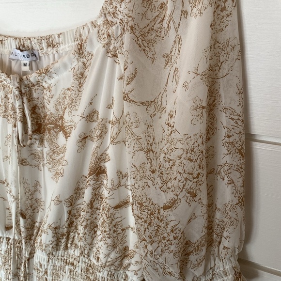NWT Women’s size Medium BALTIC BORN tan and white floral maxi dress. - Picture 6 of 8